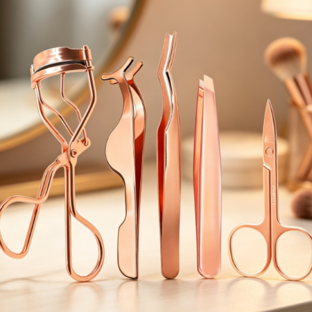 5-Piece Eyelash Application Aid Set: Tweezers, Clips, And Scissors For Easy Use
