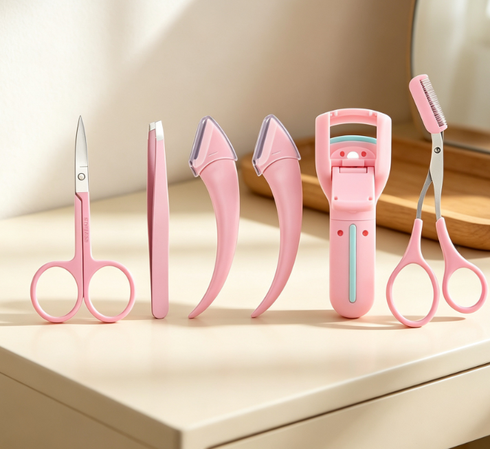 Professional 7-Piece Eyebrow Grooming Set: Scissors, Tweezers, Clips, And Brushes - Image 2