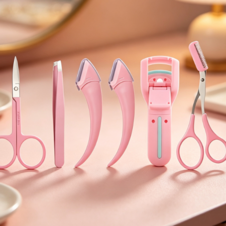 Professional 7-Piece Eyebrow Grooming Set: Scissors, Tweezers, Clips, And Brushes
