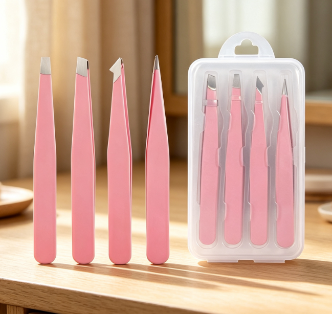 4-Piece Stainless Steel Tweezer Set For Eyebrows, Splinters, And General Use - Image 2