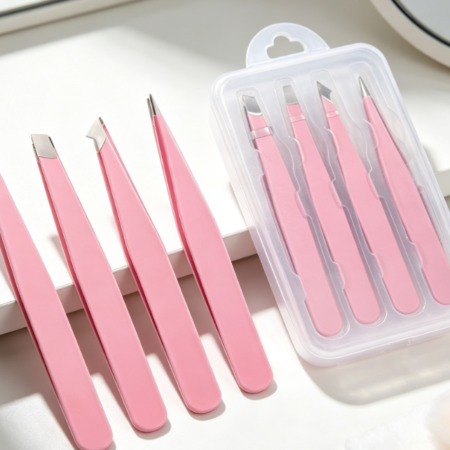 4-Piece Stainless Steel Tweezer Set For Eyebrows, Splinters, And General Use