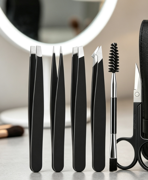 7-Piece Eyebrow Grooming Set: Scissors, Tweezers, Blade, And Brush - Image 2