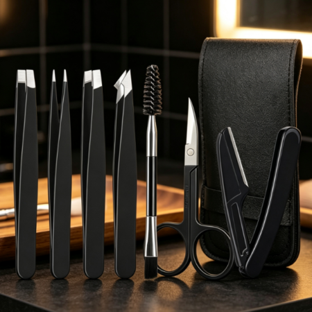 7-Piece Eyebrow Grooming Set: Scissors, Tweezers, Blade, And Brush