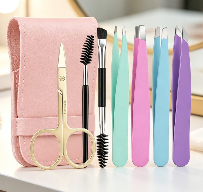 Versatile 7-Piece Tweezer Set: Eyebrows, Splinters, Extensions, And Wigs