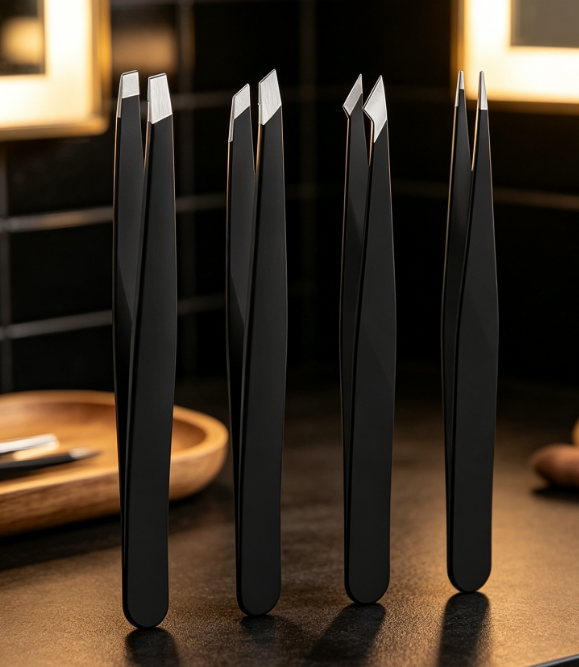 4-Piece Stainless Steel Tweezer Set For Eyebrows, Splinters, And Blackhead Removal - Image 2