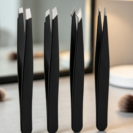 4-Piece Stainless Steel Tweezer Set For Eyebrows, Splinters, And Blackhead Removal