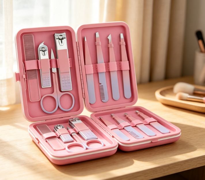 8-Piece Eyebrow Tweezer Set Including Nail Clippers - Image 2
