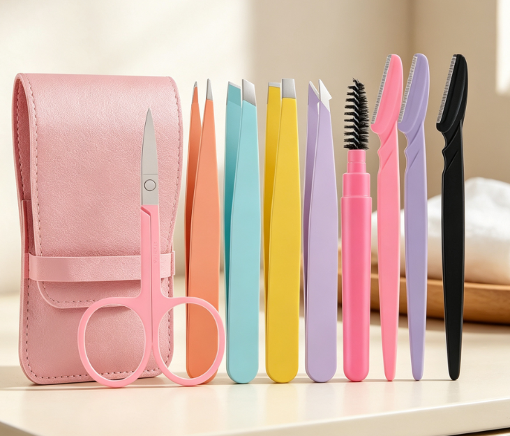 10-Piece Eyebrow Grooming Set (Tweezers, Scissors) With Storage Case - Image 2