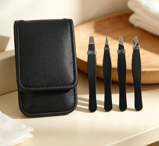 Mini Travel Tweezer Set (Stainless Steel) For Eyebrow Grooming - Image 2
