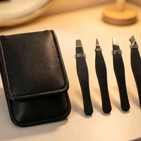 Mini Travel Tweezer Set (Stainless Steel) For Eyebrow Grooming