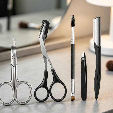 6-Piece Eyebrow Grooming Set (Scissors, Tweezers, Blade, Brush) Designed For Women