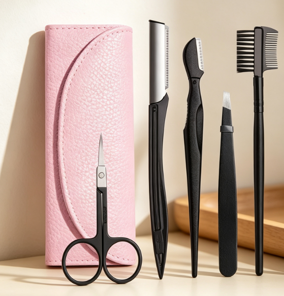 6-Piece Eyebrow Grooming Set With Brow Pencil And Storage Bag - Image 2