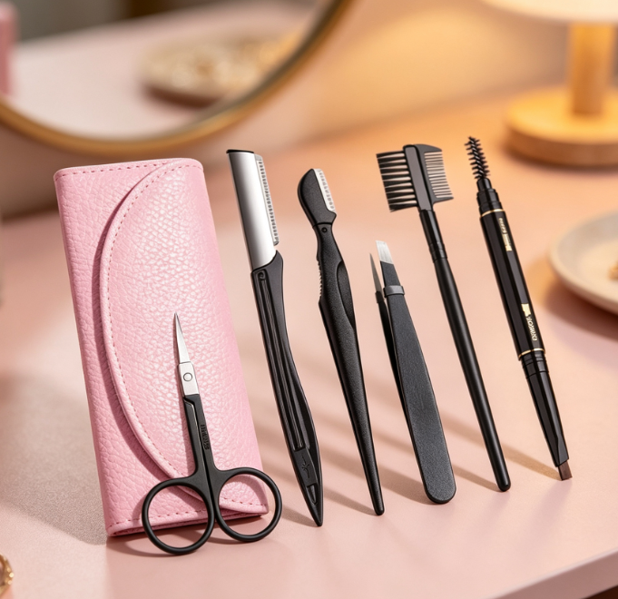 6-Piece Eyebrow Grooming Set With Brow Pencil And Storage Bag