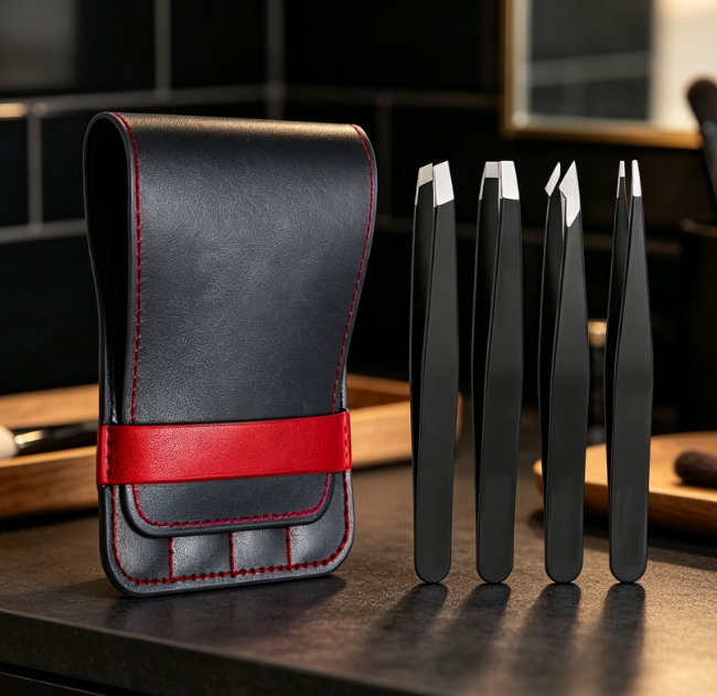 4-Piece Stainless Steel Tweezer Set In Portable Storage Case - Image 2