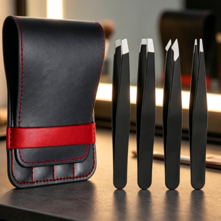 4-Piece Stainless Steel Tweezer Set In Portable Storage Case