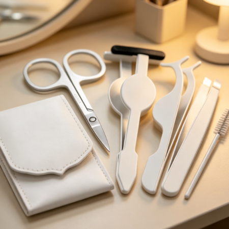 5-Piece Eyelash Extension Tool Set: Tweezers, Scissors, And Brushes
