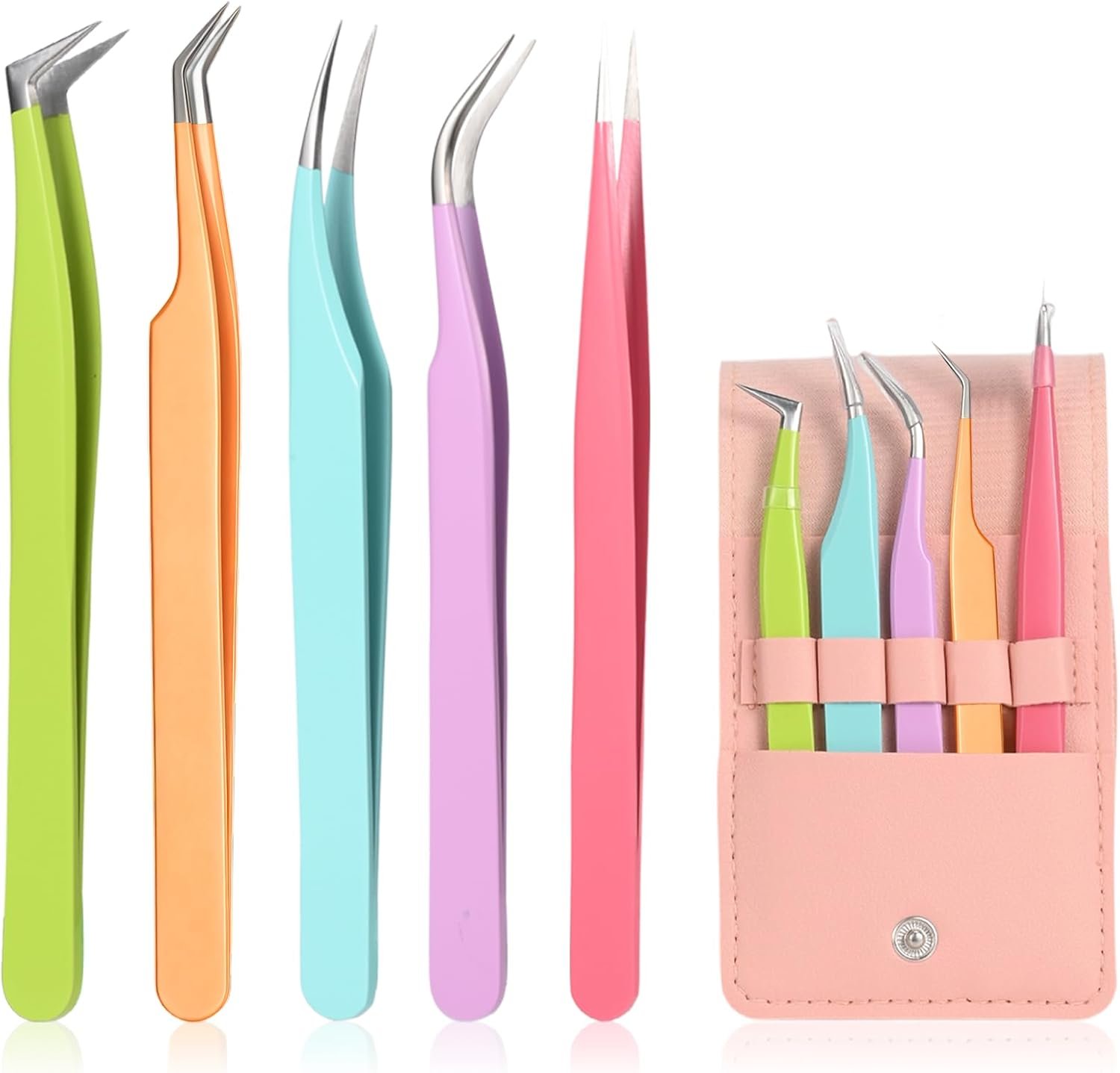 4-Piece Stainless Steel Eyebrow Tweezer Set (Travel Pouch)