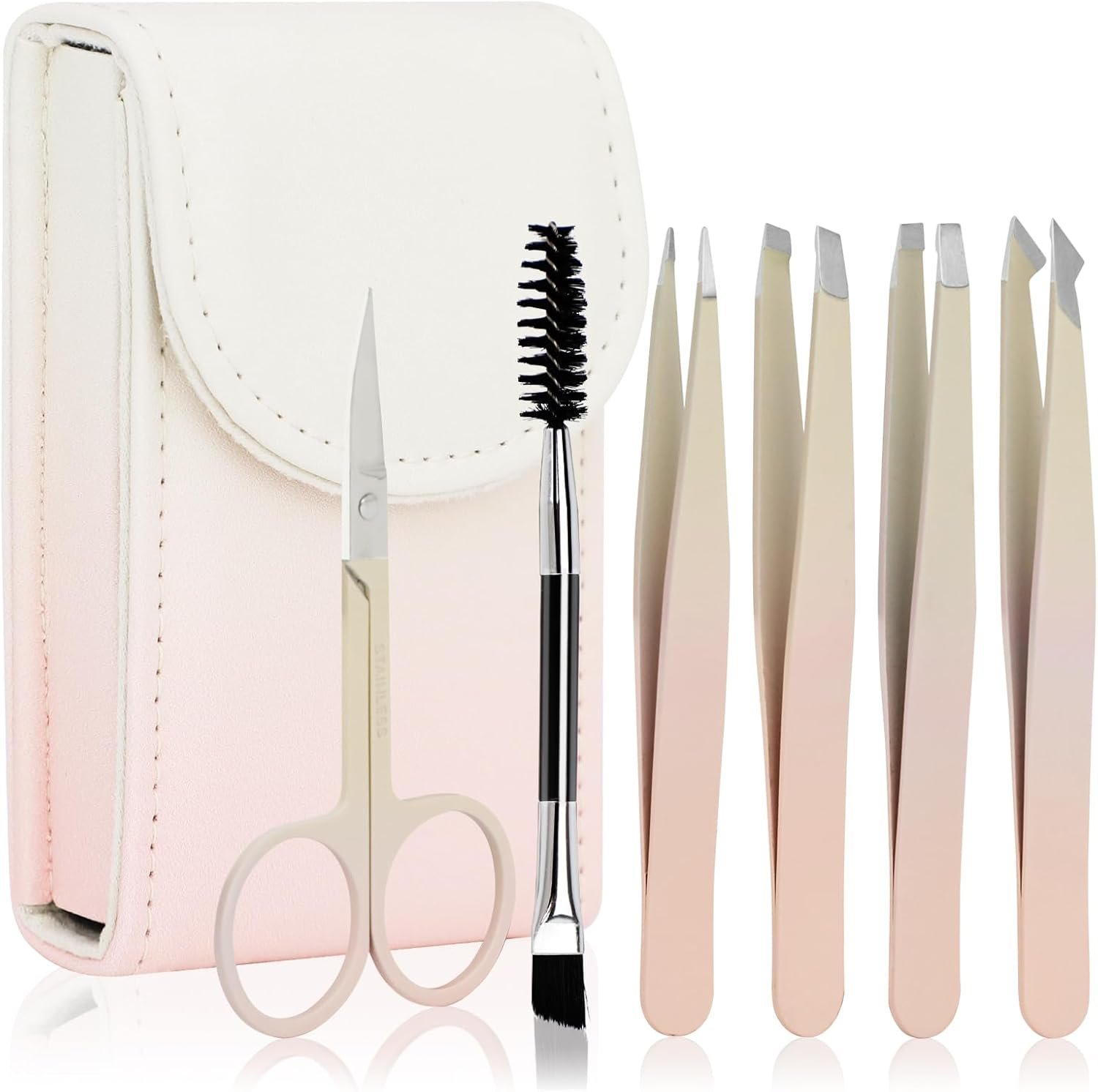 7-Piece Eyebrow Grooming Set (Clips, Scissors, Tweezers, Brush)