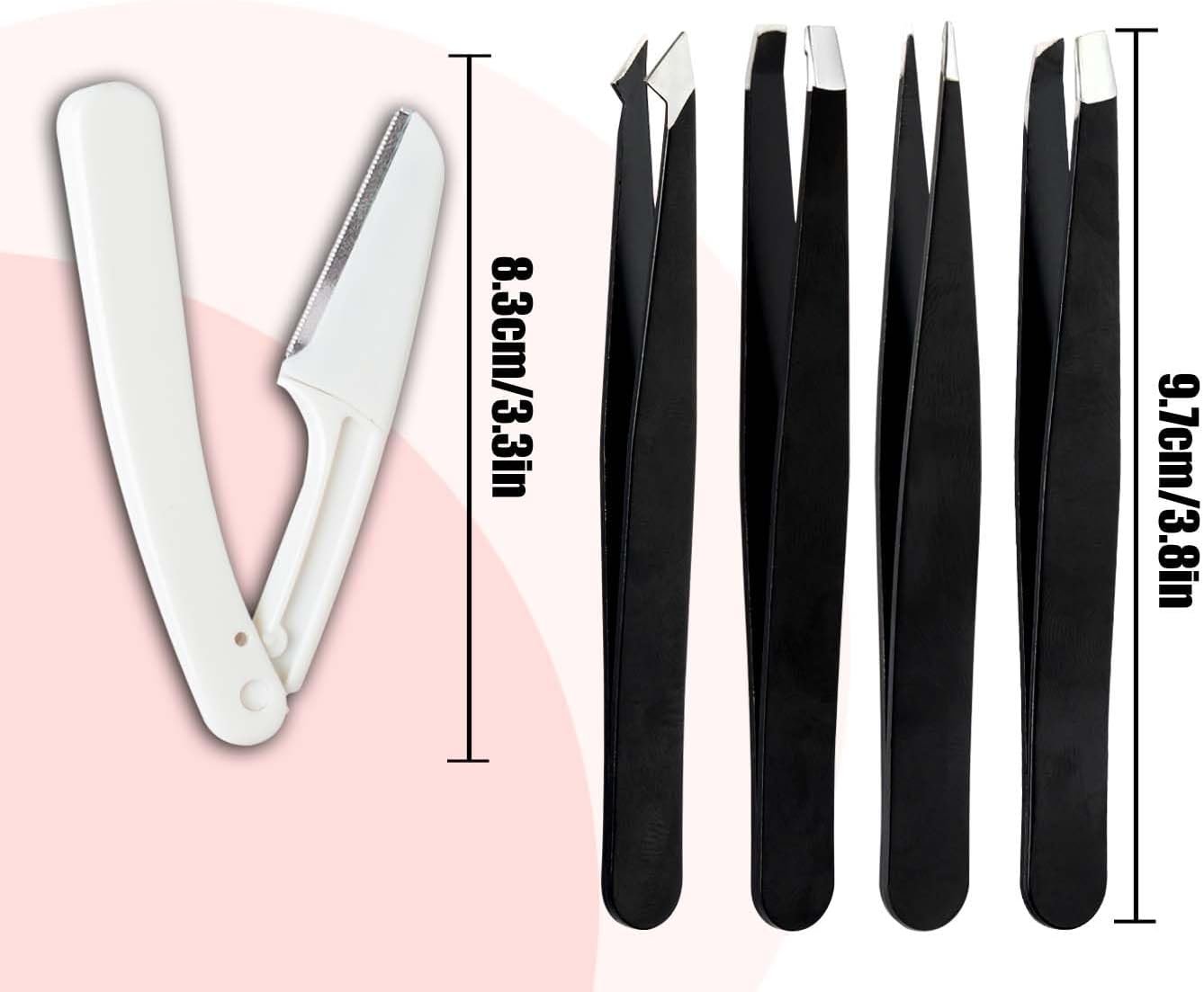 6-Piece Eyebrow Grooming Set (Tweezers, Scissors, Brush) in Leather Case - Image 2
