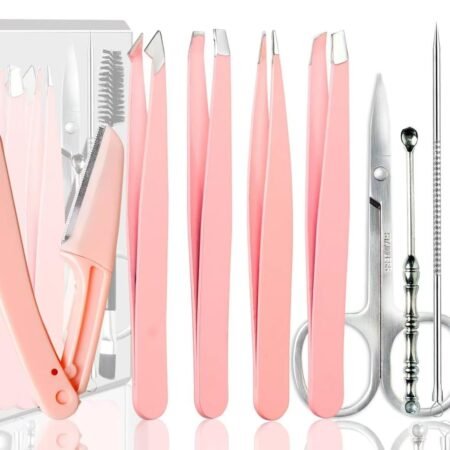 10-Piece Eyebrow Grooming Set (Tweezers, Scissors) in Storage Case