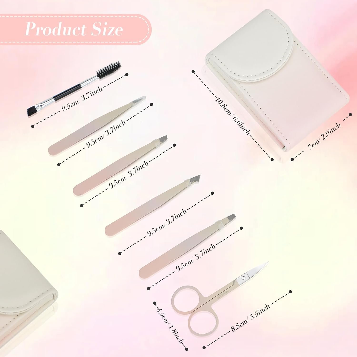 7-Piece Eyebrow Grooming Set (Clips, Scissors, Tweezers, Brush) - Image 2