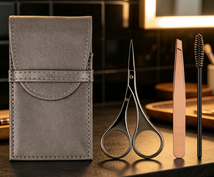 Luxury 3-Piece Eyebrow Grooming Set: Tweezers, Scissors, And Brow Brush - Image 2