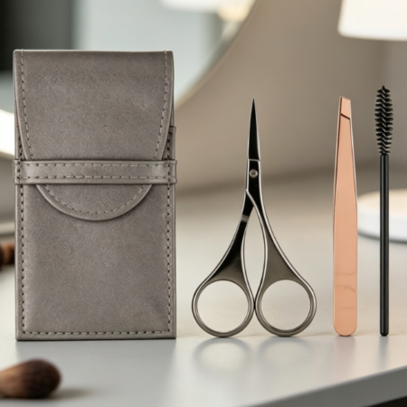 Luxury 3-Piece Eyebrow Grooming Set: Tweezers, Scissors, And Brow Brush