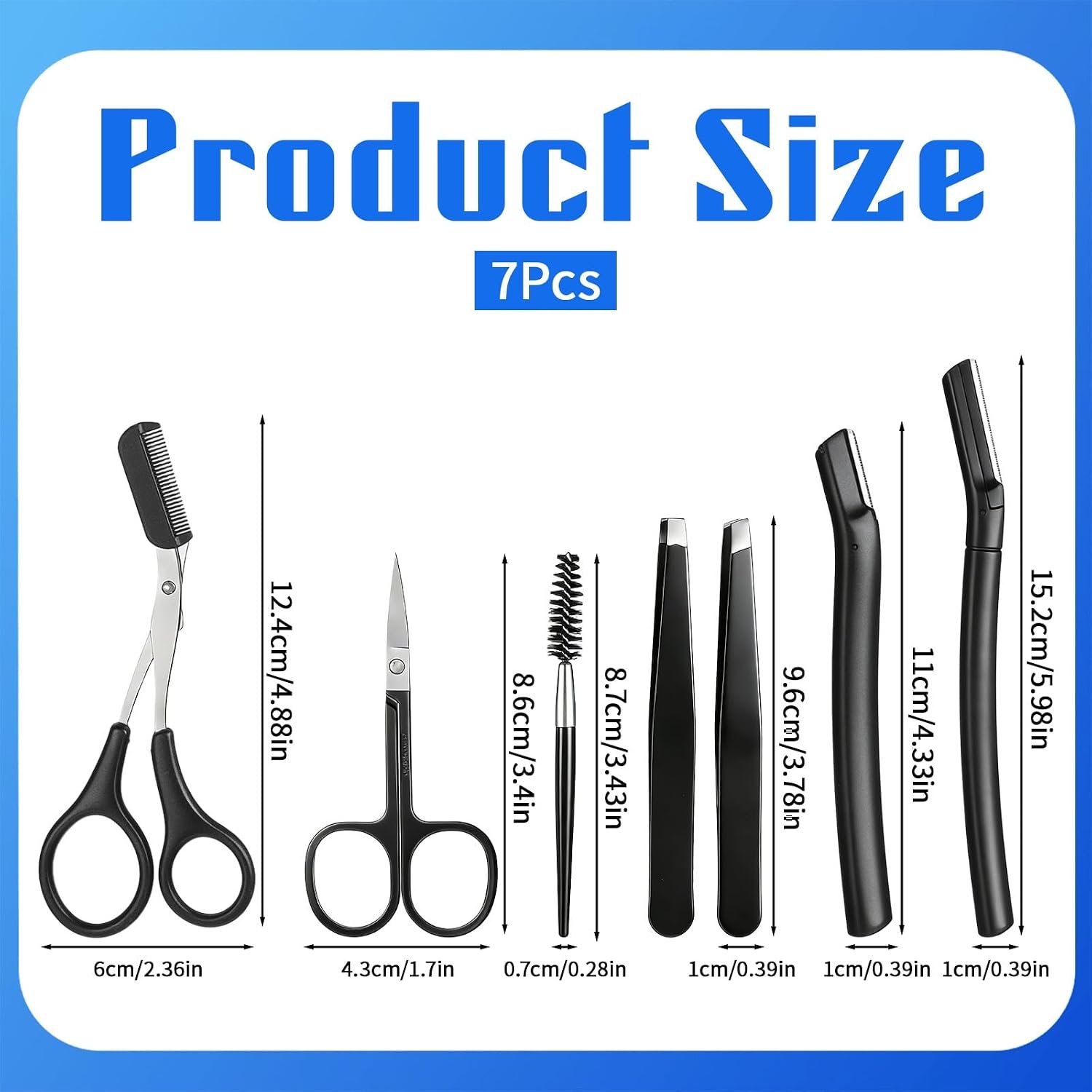 Luxury 3-Piece Eyebrow Grooming Set (Tweezers, Scissors, Brush) - Image 2