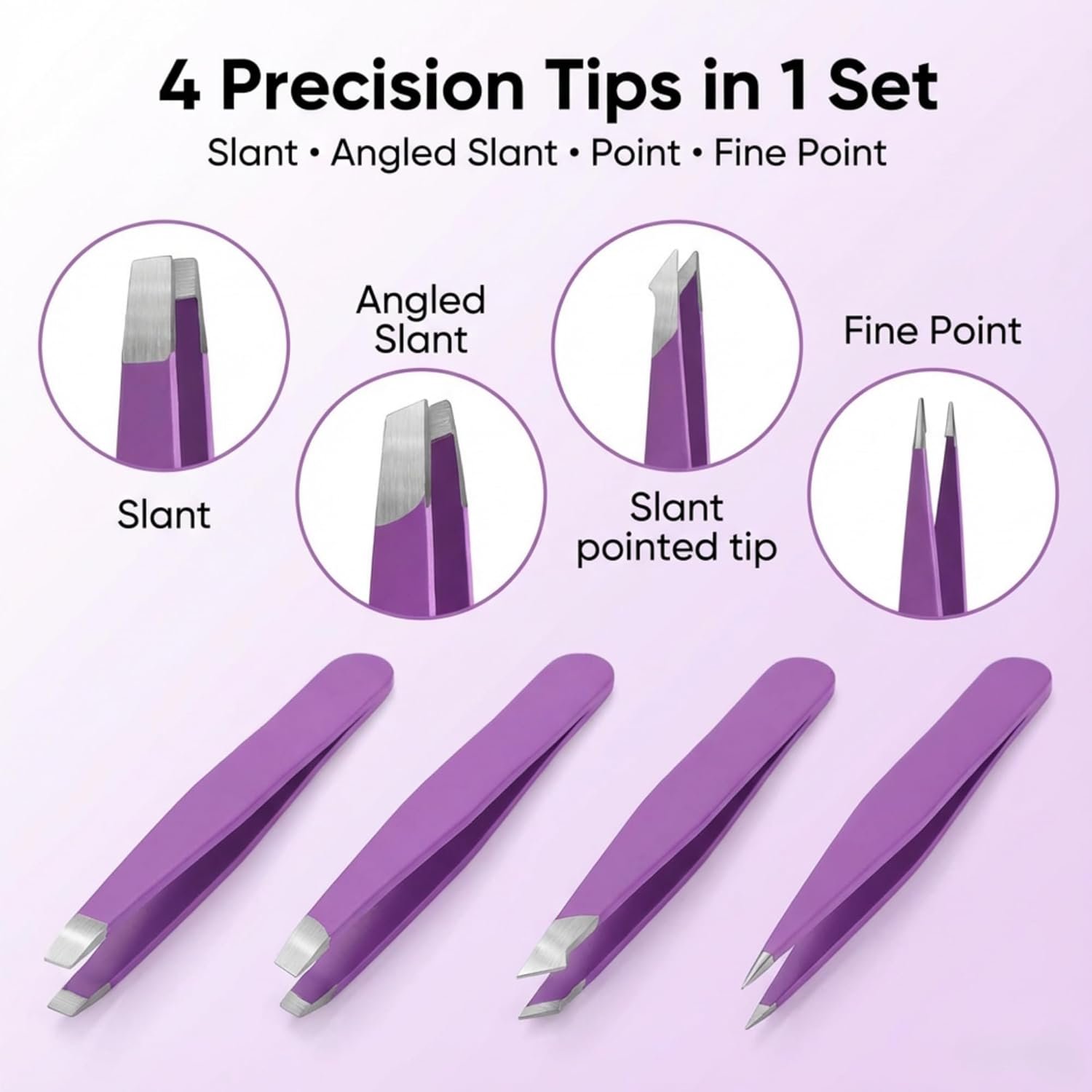 17-Piece Eyelash & Eyebrow Grooming Set (Tweezers, Scissors, Clips) - Image 2