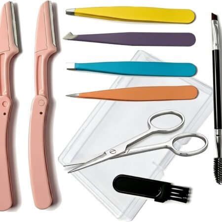 6-Piece Eyebrow Grooming Set (Tweezers, Curved Scissors)