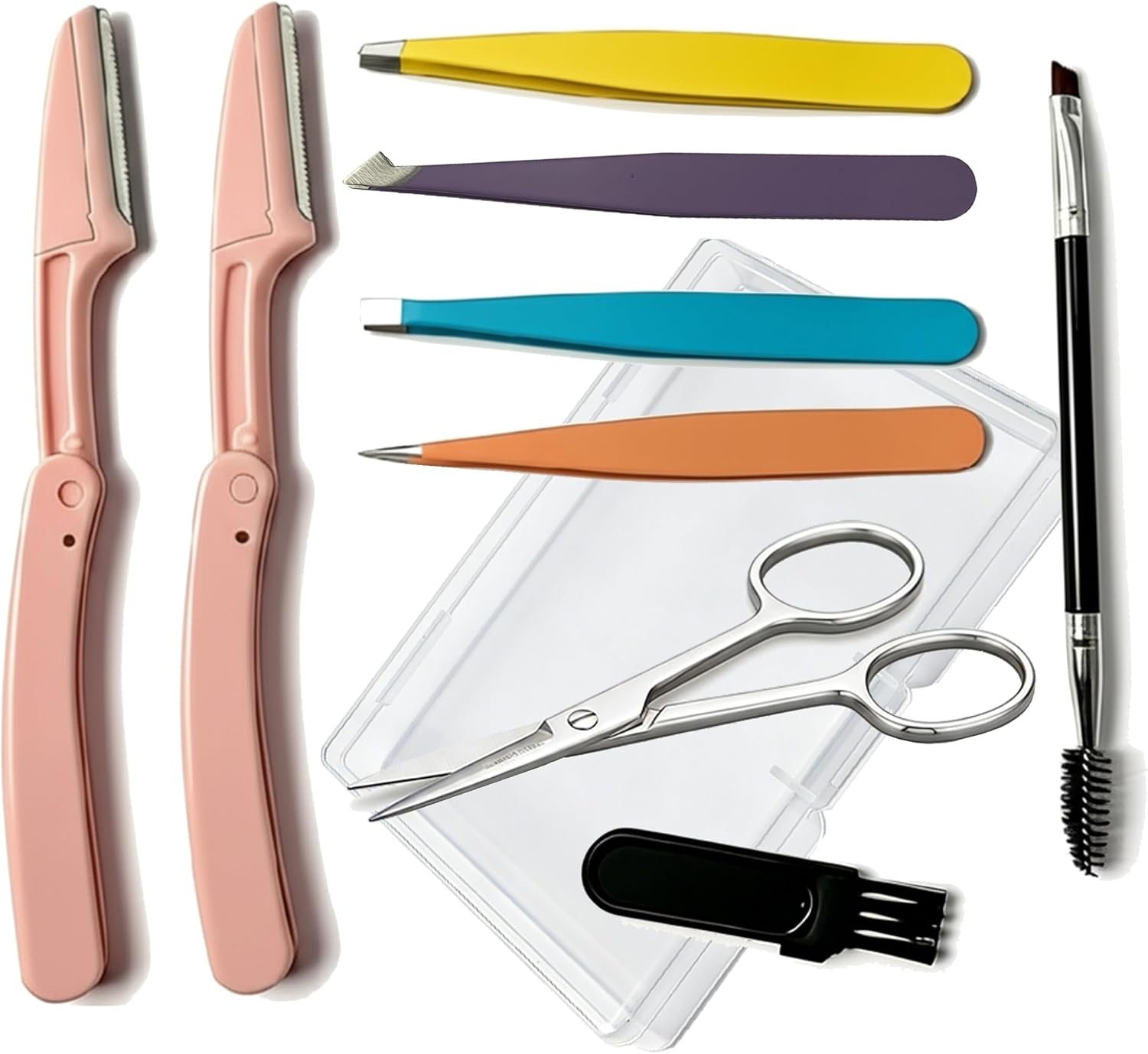 6-Piece Eyebrow Grooming Set (Tweezers, Curved Scissors)