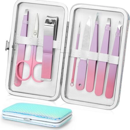 4-Piece Stainless Steel Eyebrow Tweezer Set in Storage Case