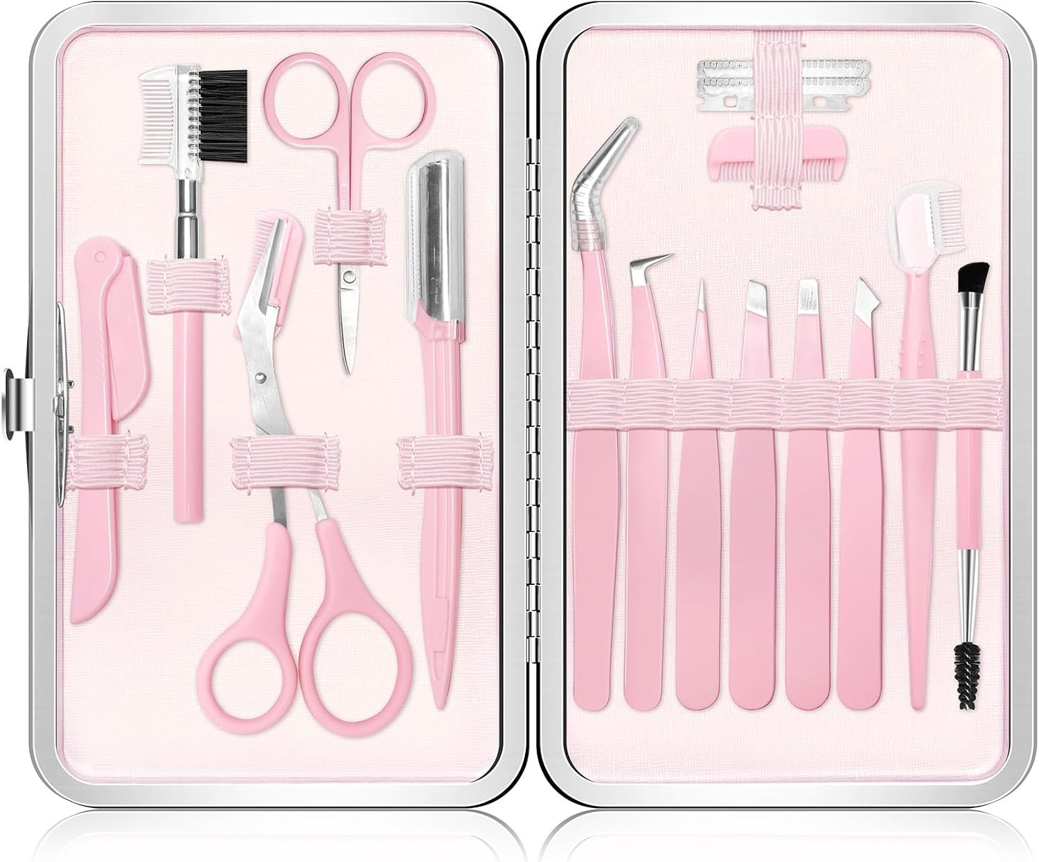 Mini Travel Stainless Steel Eyebrow Tweezer Set